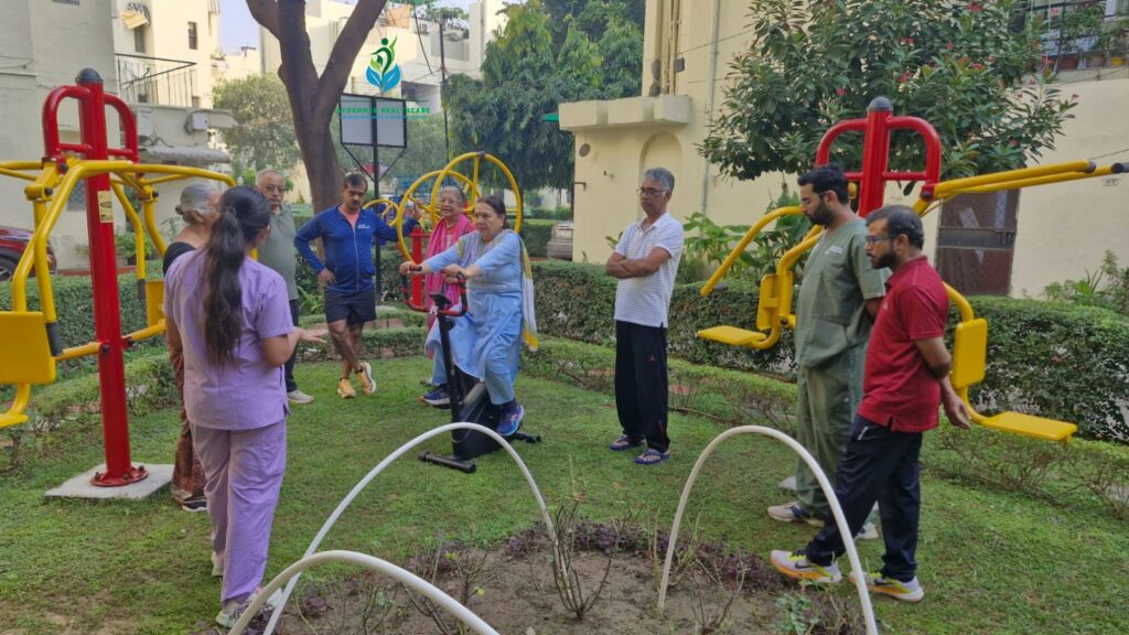 A Training Session on Open Gym Equipment at Park