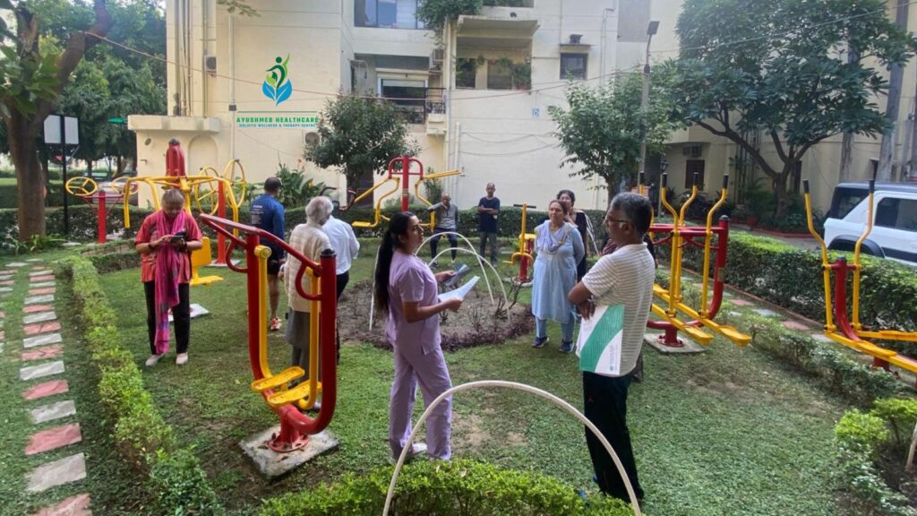 A Training Session on Open Gym Equipment at Park