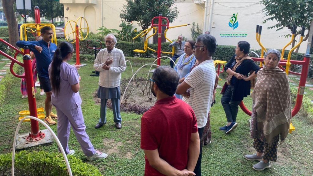 A Training Session on Open Gym Equipment at Park